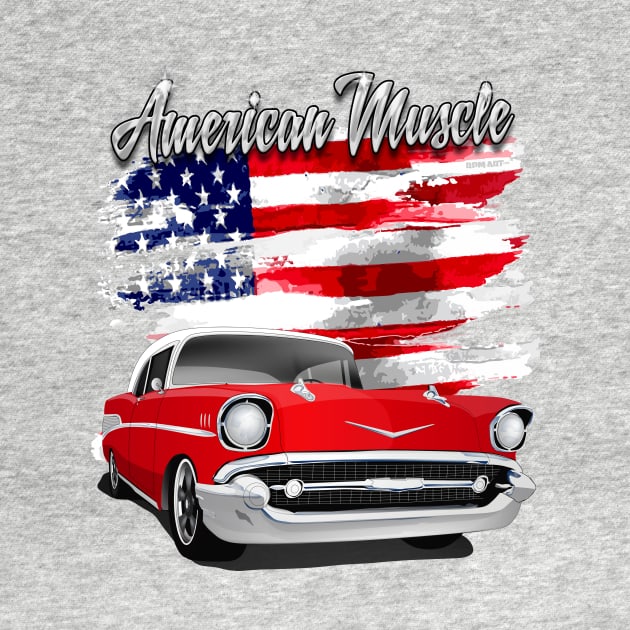 1957 Red and White American Muscle Chevy Bel Air by RPM-ART